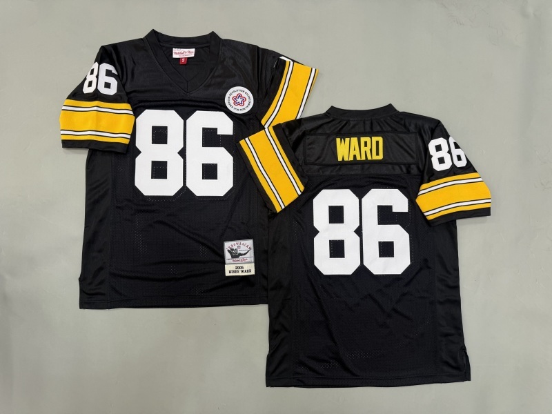 Men 2025 Pittsburgh Steelers #86 Ward black Throwback Limited NFL Jersey style 001